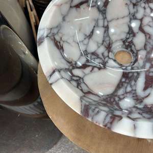 Best Collection of Calacatta Marble <b>Round</b> Vessel Sink Luxury Natural Stone Bathroom Wash <b>Basin</b> Customized for Home Use - Product Image 3