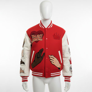 Chaquetas Varsity de Hombre Estilo Urbano con Bordado y Parches, Mangas Largas, de Cuero, Deportivas, Oversize, de Fábrica - Product Image 4