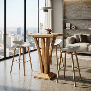 Viola <b>Bar</b> <b>Table</b> Modern Solid Wood High Dining Furniture Elegant Pedestal Base Pub <b>Table</b> For Rustic Contemporary Home Decor Style - Product Image 5