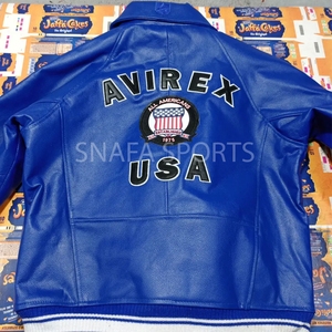 เสื้อแจ็คเก็ตหนัง Avirex ปักลายสไตล์สตรีทแวร์สำหรับฤดูหนาว บรรจุภัณฑ์แบบกำหนดเอง เสื้อแจ็คเก็ตหนัง Avirex - Product Image 2