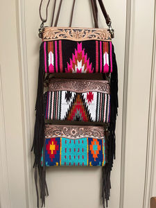 กระเป๋าสะพายข้างหนัง Aztec กระเป๋าหลากสีแนววินเทจ - Product Image 5