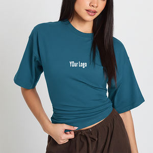 T-shirt court à manches courtes pour femme, broderie personnalisée de haute qualité, léger et respirant, idéal pour la gym. - Product Image 1