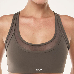 OEM Maßgeschneiderte Vordere U-Ausschnitt Hochwertige Atmungsaktive Mädchen Fitness Yoga-Bekleidung Aktive Doppelschicht Mesh Überkreuzte Träger Sportbekleidung - Product Image 1