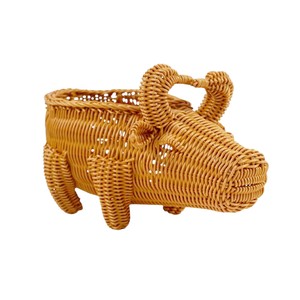 Panier de rangement en rotin de buffle brun tissé à la main, écologique, pour intérieur/extérieur, jardin, pot de fleurs, plante succulente, jouet pour chambre d'enfant - Product Image 1