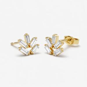 Pendientes de Diamantes Naturales Baguette de 0.28 CTW al por Mayor, Oro Blanco, Amarillo y Rosa de 14K, Joyería Minimalista de Fabricante - Product Image 4