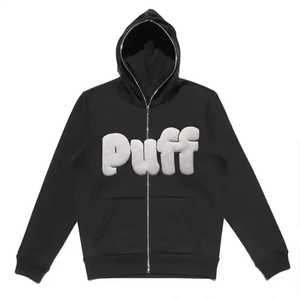 Custom Eco-Friendly Polyester/Cotton <b>Fleece</b> Oversized Pullover Hoodie <b>Men</b> Winter Heavyweight Embroidered Puff Sweatshirt - Product Image 1