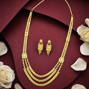 Wholesale Brass 14K18K24K Micron Gold Filled Dubai Style Rani Haar <b>Bridal</b> Long Necklaces Set Traditional Design Fashion Jewelry - Product Image 2