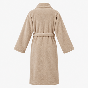 Women's Classic Terry <b>Robe</b> 100% Cotton Soft Solid Color Long Sleeve V-neck Knee Length Autumn Wear - Product Image 5