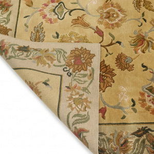 Tapis floral multicolore en laine doré antique, tapis de zone à bordure botanique moderne, antidérapant, écologique, tufté à la main pour salon - Product Image 5