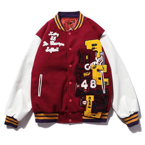 Blousons universitaires d'hiver pour hommes grande taille en laine et cuir, avec broderies personnalisées, respirants, coupe-vent et doublure polaire - Product Image 3