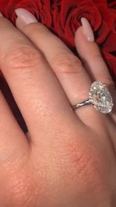 Anillo de compromiso ovalado de 4 quilates con diamante cultivado en laboratorio para mujer, anillo de oro macizo de 14 quilates, regalo de aniversario, anillo de promesa, certificado IGI - Product Image 2