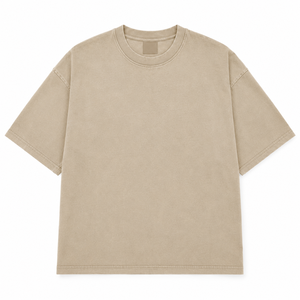 เสื้อยืดสตรีทแวร์สีเบจแบบโอเวอร์ไซส์ ผ้าเจอร์ซีย์เนื้อหนัก 100% ผ้าฝ้าย  แบบเรียบ  รักษ์โลก - Product Image 1