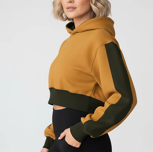 Nuevas sudaderas con capucha de forro polar para mujer y niña, con cordón, estilo crop, de manga larga, tops, camisetas, sudaderas crop top para mujer - Product Image 3