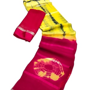 Belle Dhwaja Export Satin Patti Sari pour femme avec tissu doux et riche visqueux vêtements indiens et pakistanais - Product Image 1