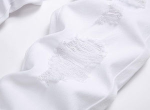 Pantalon de jogging en jean déchiré et délavé blanc uni pour homme, imperméable, séchage rapide, taille haute, idéal pour l'extérieur – Meilleures ventes - Product Image 4