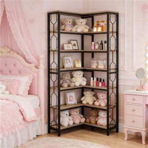 Libreria Angolare in Legno con Scaffale Verticale, Espositore Indipendente e Scaffalatura per Libri - Product Image 2