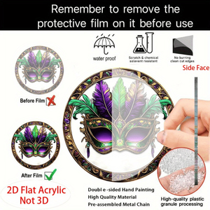 CIFbuy Acchiappasole Vintage a Forma di Maschera di Carnevale, Decorazione Murale in Acrilico con Dettagli Dorati e Cristalli, per TikTok e Servizio di Ritiro Temu - Product Image 2