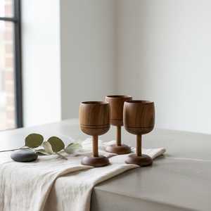 Handmade Wooden <b>Whiskey</b> and Wine Cup Natural Wood Tumbler Rustic Bar Drinkware for Parties and Gatherings - Product Image 4