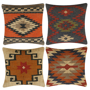 Housse de coussin géométrique vintage en kilim, tissée à la main en laine et jute, taie d'oreiller carrée décorative pour la maison et l'hôtel - Product Image 1