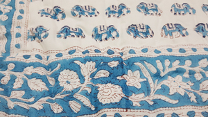 Lot en gros de couettes traditionnelles réversibles faites à la main en 100 % coton Silkgram avec imprimé éléphant bleu et motif estampé à la main - Product Image 3