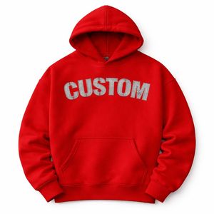 <span class=keywords><strong>Felpa</strong></span> con Cappuccio <span class=keywords><strong>Oversize</strong></span> Invernale in Cotone 100% con Strass Rossi Personalizzati e Stampa Digitale, Streetwear Luccicante OEM ODM - Product Image 4