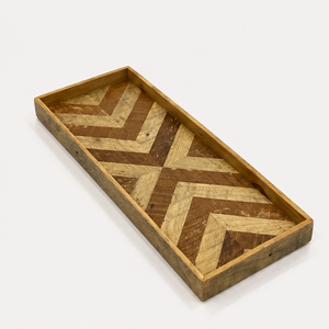 Handcrafted Mango Wood Herringbone Serving Tray <b>Rustic</b> Decorative Rectangular Tray For Breakfast & <b>Home</b> <b>Decor</b> Wood Craft Design - Product Image 5