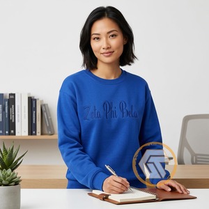 เสื้อสเวตเชิ้ตคอกลมปักลาย Zeta Phi Beta สำหรับผู้หญิง ผลิตตามสั่งขายส่ง ผ้าฝ้ายฟลีซ ระบายอากาศได้ดี - Product Image 2
