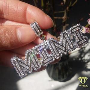 Personalized Letter <b>Number</b> Necklace Hip Hop Pendant Lab grown Diamond Bling Chain Jewelry - Product Image 3