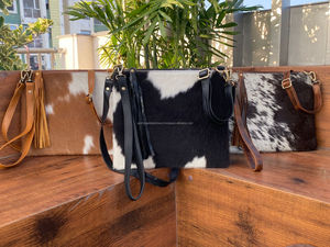 New Handmade Hair on Cowhide Large Wristlet & Tassel Crossbody Bag for Women's Western Genuine Leather Custom Luxury <b>Handbags</b> - Product Image 3