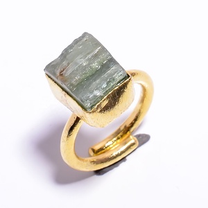 Gemstone <b>Rings</b> Natural Rough Green Kyanite Custom Made Bezel <b>Set</b> Wedding Bands Party Classic Unisex jeweler’s brass core - Product Image 2