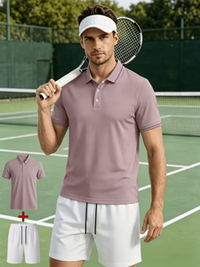 Conjunto Deportivo de Verano para Hombre, Camiseta sin Mangas con Cuello en V, Transpirable y Absorbente de Humedad, Color Lavanda, Pantalones Cortos Blancos con Cintura Elástica - Product Image 6