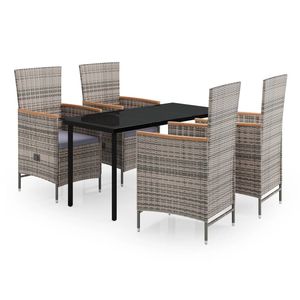 Set da pranzo Patio 5 pezzi grigio con comodi cuscini mobili da esterno resistenti ed eleganti - Product Image 2