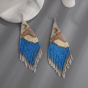 Pendientes de moda con cuentas de semillas y flecos, estilo nativo, en 19 colores, solo 2 unidades restantes - Product Image 3