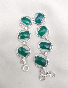 925 Sterling <b>Silver</b> Natural Green Onyx Handmade Minimalist <b>Bracelet</b> with Gold Plating Option for Women-Gift & Party Jewelry - Product Image 5