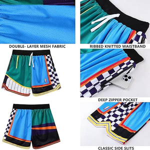 Shorts de basketball personnalisables pour hommes – Broderie, imprimé classique, vierge, matière brillante respirante, séchage rapide, grandes tailles pour adultes - Product Image 4