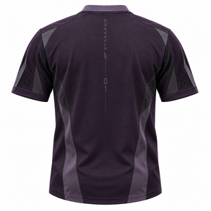 Dark Plum Esports Jersey Charcoal <b>Wrap</b> Collar Laser Cut Vent Mesh Panel Men Charcoal Violet Gaming Shirt - Product Image 3