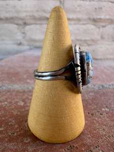 Handcrafted Oval Golden Hills <b>Turquoise</b> <b>Ring</b> Sterling Silver Size 7.75 Boho Southwestern Statement Jewelry Gift for Her - Product Image 2