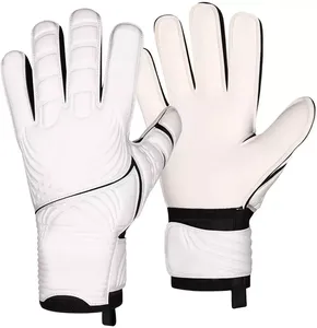 White PU Football Goalkeeper Gloves Full Finger Non-Slip Adjustable Wrist <b>Strap</b> Unisex Sports Gear - Product Image 1