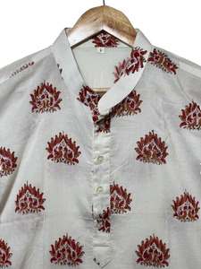 Kurta Corta de Algodón Premium para Hombre |   Mangas Largas |   Estampado Floral Hecho a Mano |   Tela suave y transpirable a un precio razonable - Product Image 2