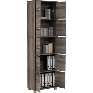 Minimalist Laminated Board <b>Storage</b> <b>Box</b> Ebonnese Finish Five Tier Multi-Purpose <b>Lockable</b> Organizer Cabinet Separate Key Locks - Product Image 2