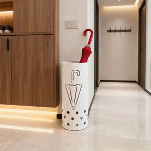 Modern White Metal Umbrella Stand with Raindrop Cutouts Creative Umbrella Pattern Entryway Walking Stick Holder Tall Cane Rack - Product Image 1