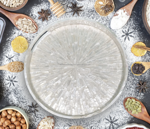 Bandeja de servicio con incrustaciones de hueso de mopa Floral de madera Natural hecha a mano de alta calidad para restaurantes caseros Hotel de India - Product Image 4