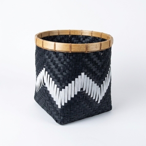 Cesta Ombak de Fibra Natural Tejida, Contenedor de Almacenamiento, Maceta con Diseño Chevron, Organizador Decorativo para el Hogar, Cesto para Ropa - Product Image 1