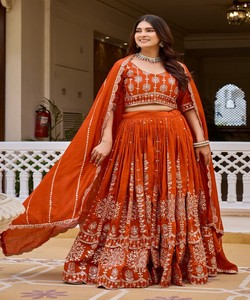 Conjunto de Lehenga Choli de Algodón Estampado en Serigrafía para Mujer, Blusa Pesada, Disponible, Estilo Bollywood Étnico 86293 Ram-188 - Product Image 1