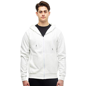 Sweat-shirt à capuche zippé rouge pour homme, coupe classique, décontracté, pour l'automne, couleur unie, en coton tricoté - Product Image 4
