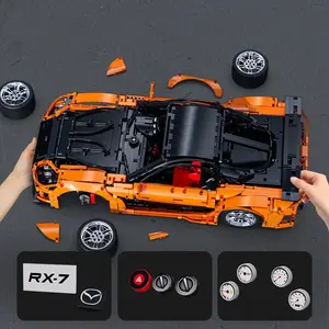 Blocs de construction technologiques à l'échelle 1:8, supercar japonaise RX-7 Mazda, blocs de construction télécommandés, jouets de course, collection de cadeaux, Mod - Product Image 2