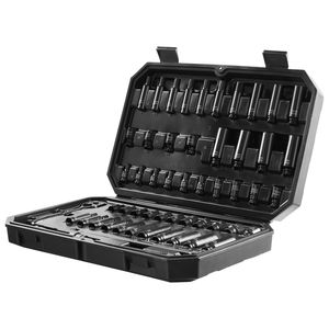 Set di chiavi a bussola a impatto da 55 pezzi, profonde e piatte, da 1/4'' SAE (5/32''-9/16'') e metriche (4-15mm), a 6 punte, in acciaio legato CR-V, per riparazioni auto - Product Image 2
