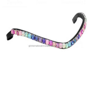 Produits cheval personnalisés, 1 rangée de boucles en cuir en forme de vague, 10mm, cristal multicolore, gros strass bling - Product Image 5