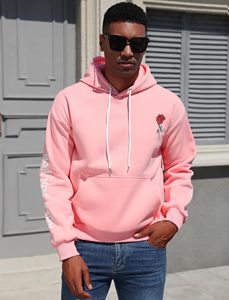 men hoodie oversized drop shoulder heavy <b>weight</b> cotton fleece acid wash distressed embroidery print streetwear pullover - Product Image 6