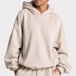 Sweat-shirts décontractés surdimensionnés pour hommes OEM avec lignes contrastées, sweats à capuche en polaire premium pour hommes - Product Image 3